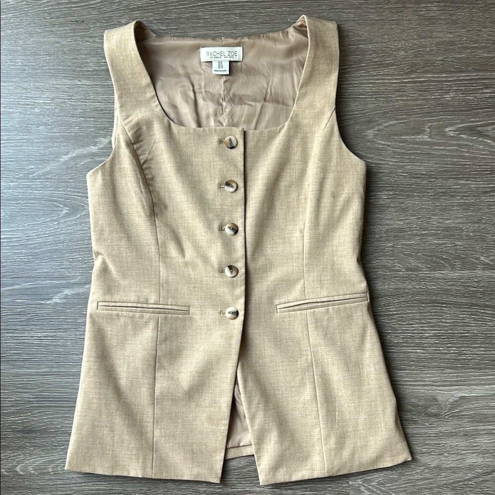 Rachel Zoe Beige Button-Front Vest